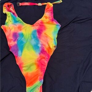 Vibrant Rainbow Tye Dye romper Piece Swimsuit
